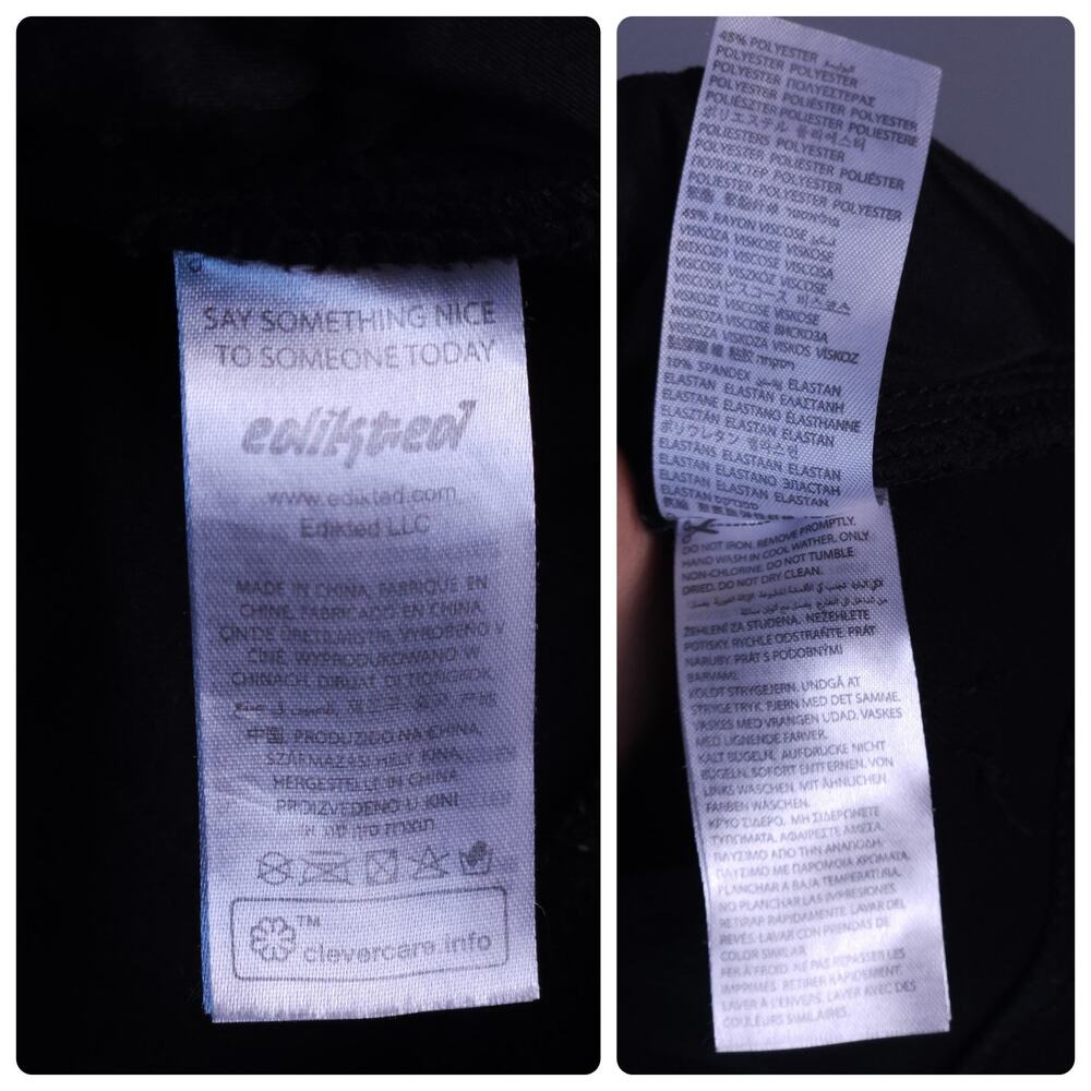 Edikted Medium High-rise Black Coated Faux Leather Flare And Stretchy Pants - Picture 11 of 12